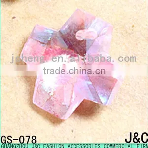 14mm Pink Cross Shape Crystal Pendant thumbnail-1