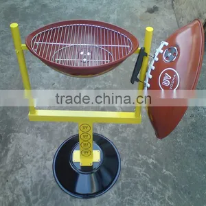Red and Blue Color Rugby Shape Helmet Hibachi Grills for Sale thumbnail-3