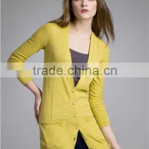 Women V Neck Cashmere Cardigan thumbnail-1