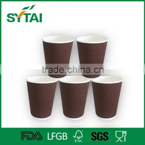 10oz Takeaway Ripple Coffee Paper Cup With Lid thumbnail-4
