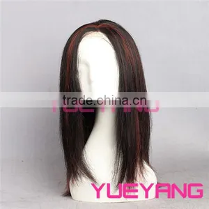 50cm Long High Quality Middle Part Black and Auburn Lace Front Wigs thumbnail-1