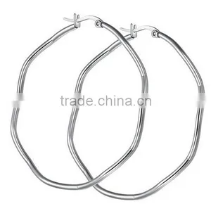 Latest Women Fashion Brand Stainless Steel Never Fade Silver Square Hoop Earrings Jewelry thumbnail-2