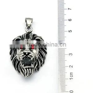 2016 Cheap Animal Crystal Mens Jewelry Silver Stainless Steel Lion Pendant Charm Necklace thumbnail-2