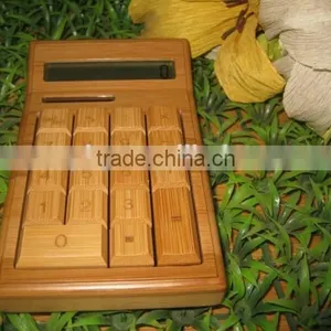 High Quality and New Fashional Natural Bamboo 12-digit Desktop Calculator, Bamboo Calculator Solar thumbnail-2