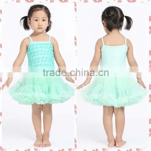 Summer Fashion Rosette Pettidress Fancy Design and Top Quality Birthday Party Dress for 0-3 Years Old Baby Girl thumbnail-1