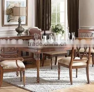 Elegant Country Style Rectangular Dinner Table With Exquisite Wood Carved Dinning Chair, Simplicity Dinning Furniture Set thumbnail-1