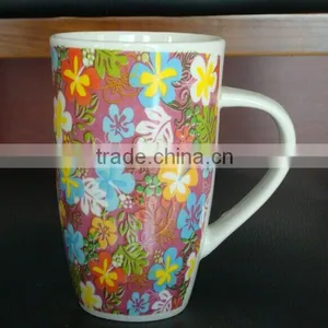 400ml Porcelain Coffee Mug With Handle Porcelain Tea Mug With Flower Printing Decal Printing Mug With Handle thumbnail-4