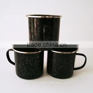 500ml Carbon Steel With Black Dots Coated White Enamel Cup Marble Metal Coffee Mug thumbnail-6