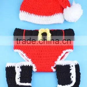 Crochet Christmas Costume Hat&Diaper/Pants Set Newborn Baby Photo Props Toddler Santa Photography Props thumbnail-6