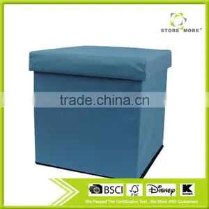 Blue Storage Ottoman Foot Rest Stool thumbnail-1