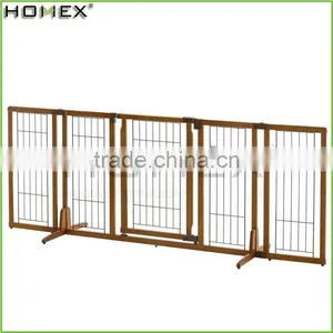 Wood Solid Pet Gate Extendable Pet Fence w Door Homex_BSCI Factory thumbnail-1