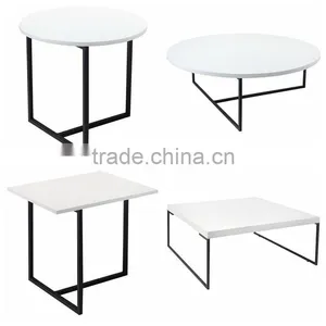 Euro Style White Highlight Lacquer Square Coffee Table thumbnail-3