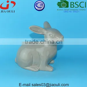 BSCI Audit Factory EASTER Rabbit Figurines Small Grey/white Porcelain Ceramic Rabbit, Easter Bunny thumbnail-5