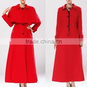 Charming Prety Womens Red Wool Maxi Coat, Winter Red Long Thick Cape Poncho Overcoat thumbnail-1