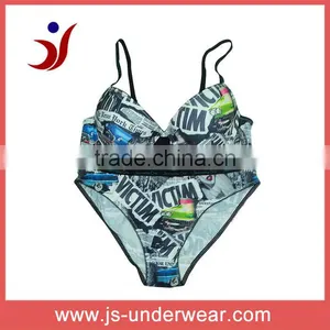 2013 Ladies Fashion Europe Standard Printed Underwear Bra Set thumbnail-1
