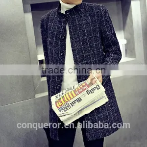 Grid Fashion Wool Winter Men Overcoat BCL013 thumbnail-1