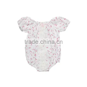Summer Short Smocked Bubble Toddler Clothes Baby Rompers Custom Print Cotton Baby Romper thumbnail-3
