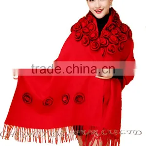 CX-B-P-37A Flowers Design Fashion Winter Ladies Cheap Shawl thumbnail-1