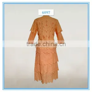 Ladies Wholesale Leaves Pattern Embroidery Cutwork Church Dresses Suits thumbnail-2