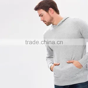 Men's Plain Grey 100% Polyester Hooded Sweatshirt thumbnail-4