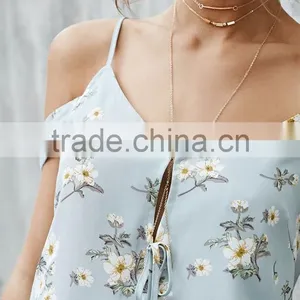 Cold Shoulder Tank Top/Floral Print Tank Top thumbnail-4