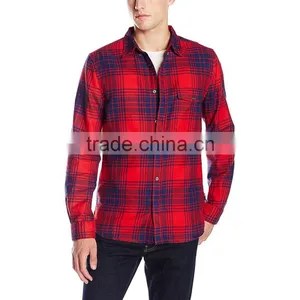 2015 China Custom Wholesale Shirt Red Flannel Shirt With Longsleeve thumbnail-1