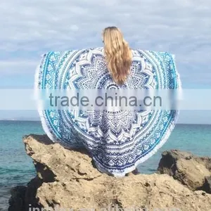 100% Cotton Custom Reactive Printing Round Towel Beach thumbnail-5