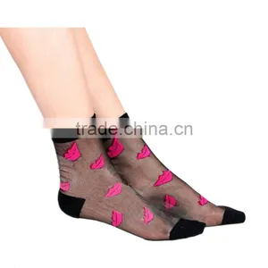 Hot Sales Colorful Ultrathin Transparent Beautiful Crystal Elastic Calcetines Short Women Socks Summer Sock Womens thumbnail-1
