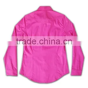 100% Cotton Design China Made Popular Ladies Pink Color Dress Shirt thumbnail-5