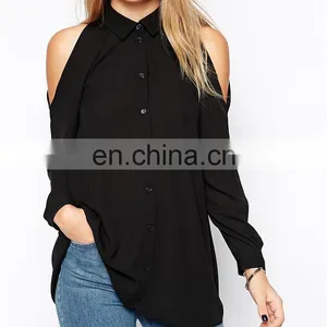 China Supplier Fashion Blouses 2015 / Dongguan Cold Shoulder Women Blouse / Clothing Manufacturers Chiffon Style Blouse thumbnail-5