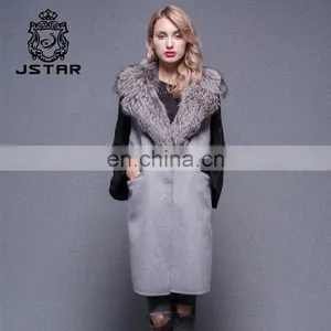 Lamb Fur Collar Female Fashion Double Side Cashmere Coat thumbnail-4