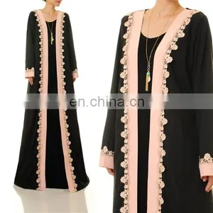 2017 New Design Wholesale Dubai Abaya Islamic Clothing Kimono Open Front Muslim Women Abaya thumbnail-5