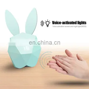 2017 Night Light Rabbit Alarm Clock ,LED Rechargable Clock With Lamp ,sound Control Clock thumbnail-3