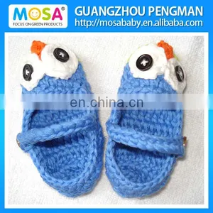 Crochet Baby Shoes Girl Owl Blue Booties Baby Slippers Crochet Loafers thumbnail-2