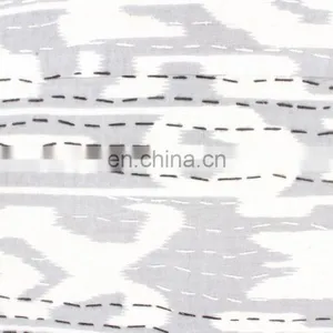 White Floral Kantha Cushion Cover Kantha Throw Indian Cotton Handmade Pillow Cover Ethnic Art Decorative thumbnail-2