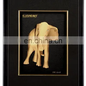 24k Gold Frame Animals Designed Elephant 3D Gold 999 Leaf Frame Picture Best for Home Decoration or Gift thumbnail-1