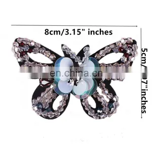 Hot Sale Green Blue Beading Sequins Butterfly Applique for Bag Dress thumbnail-4