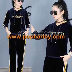 Factory Wholesale Woman Gold Velvet Sportswears thumbnail-2