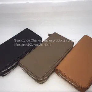 Custom Lychee Layer Suede Leather Long Wallet Men and Europe Multi-function Double Zipper Clutch Bag Clutch Bag Female thumbnail-1