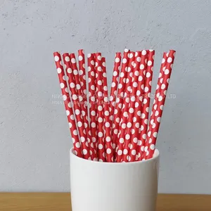 Red Big Polka Dot Drinking Paper Straws thumbnail-1