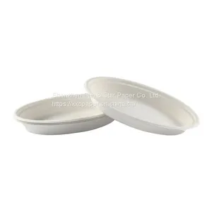 Disposable Oval Bowls: Compostable Heavy Molded Fiber Oval Bowl - SS-SBB824 thumbnail-1