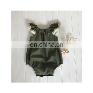 Wholesale Baby Fashion Cotton Clothes Baby Girls Princess Lace Ruffle Sleeve Linen Romper thumbnail-3
