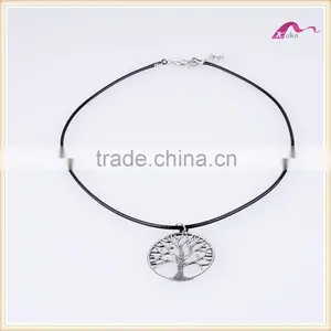 Mens Tibetan Silver Pendant Choker Necklace With Black Cord thumbnail-1