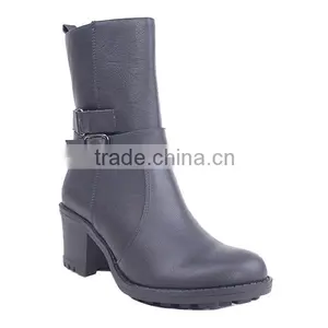 Wholesale Cowboy Female Half Boots Women Zipper Boots High Heels With Buckles thumbnail-2