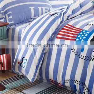 Hot Sale Home Use Cheap Stripe Print Cartoon Flannel Warm Thick Duvet Cover Sets thumbnail-2