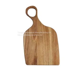 Natural Acacia Wood Irregular Steak Bread Board Dessert Tray With Hanging Ring Cutting Chopping Board Placement Plate Art thumbnail-3