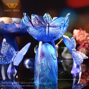 Manufacturer H20cm H14cm Crystal Inside Matt Carving Design Original Incense Burner Set thumbnail-1