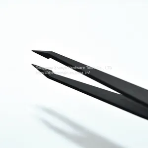 Anti Static Tool Black Carbon Fiber Plastic Tweezers 933 Clip Pointed Flat Elbow Round Head Width Maintenance Special 93302 thumbnail-3