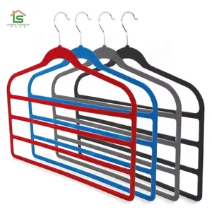 Laundry Velvet Pants Trousers Slacks Hangers 4 Layer Scarf Flocked Hanger Pants Hanger Space Saving thumbnail-3