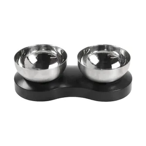 Metal Slow Pet Feeder Two Dog Bowl For Cat thumbnail-1